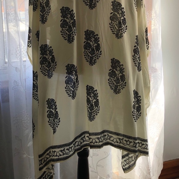 🎄 Swim kimono SZ L long black/cream NWOT - Picture 4 of 8